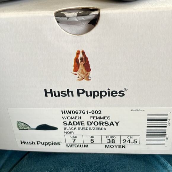 Hush Puppies  Black White Zebra Suede D'Orsay Flat  Ballet Shoes Size 7 Nwt - Picture 6 of 8